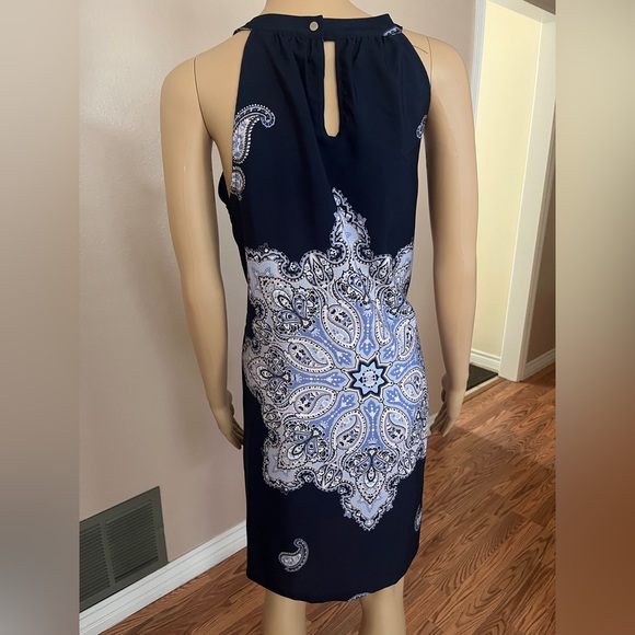 Dressbarn Summer Navy Blue Dress – Size Large - Picture 2 of 8